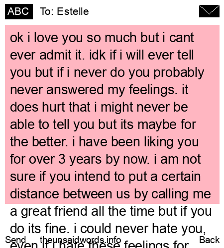 unsent message to Estelle