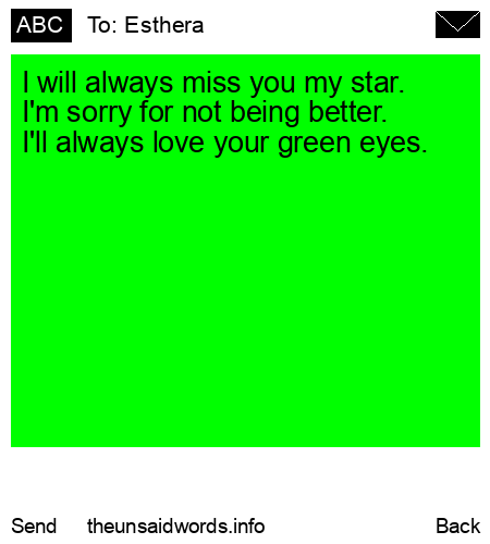 unsent message to Esthera