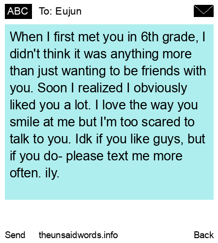 unsent message to Eujun
