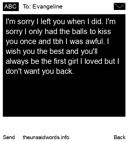 unsent message to Evangeline