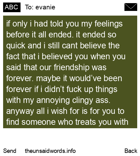 unsent message to evanie