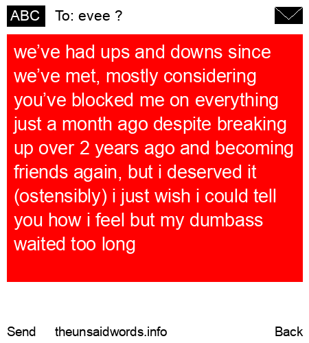 unsent message to evee ?