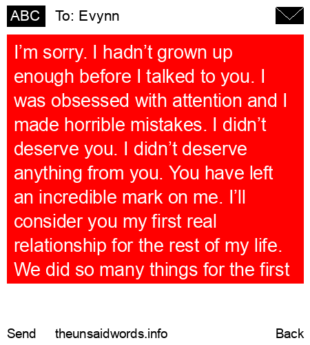 unsent message to Evynn