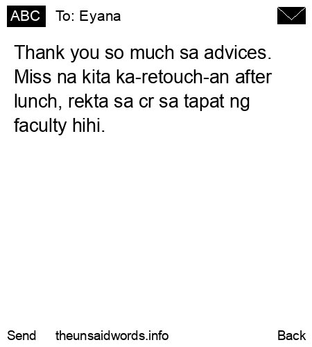 unsent message to Eyana