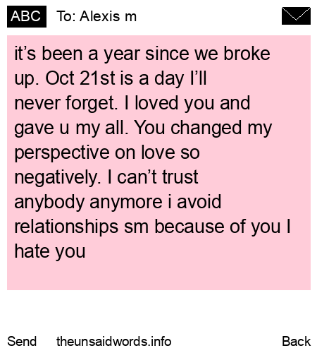 unsent message to Alexis m