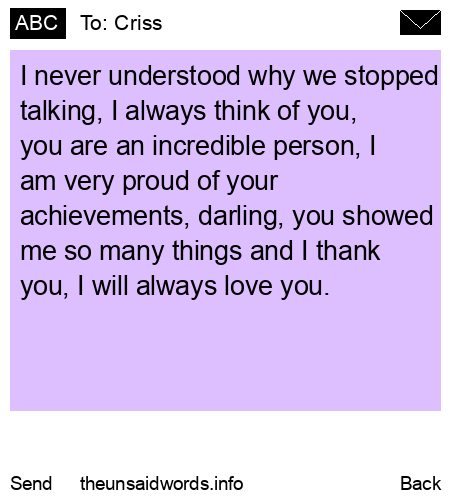 unsent message to Criss