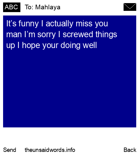 unsent message to Mahlaya 