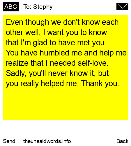 unsent message to Stephy