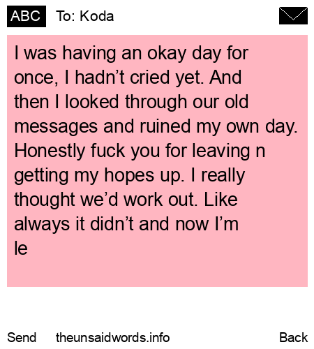 unsent message to Koda