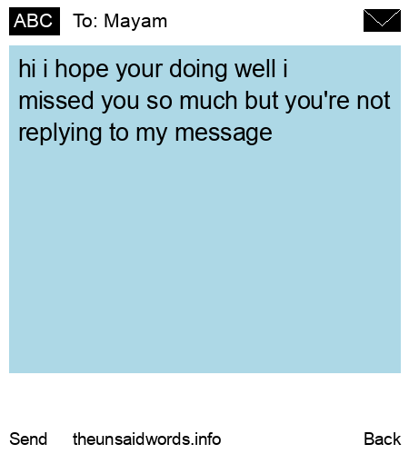 unsent message to Mayam