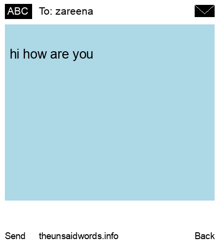unsent message to zareena