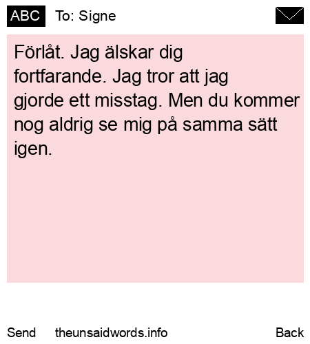 unsent message to Signe