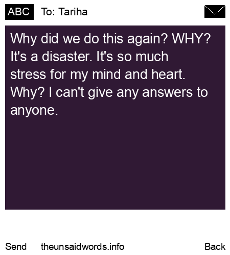 unsent message to Tariha