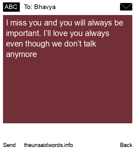 unsent message to Bhavya