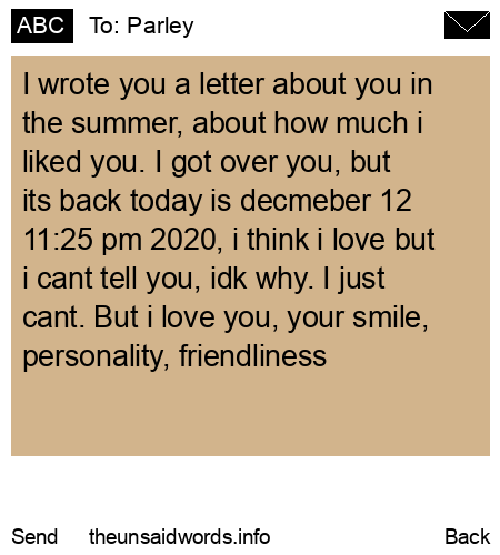 unsent message to Parley
