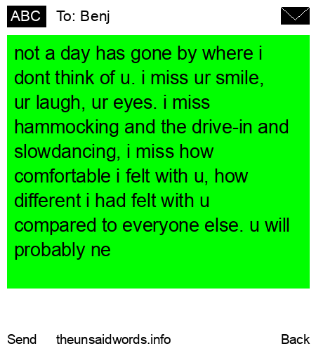 unsent message to Benj