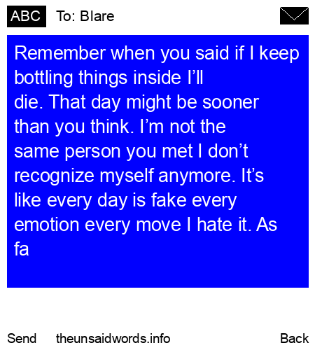 unsent message to Blare