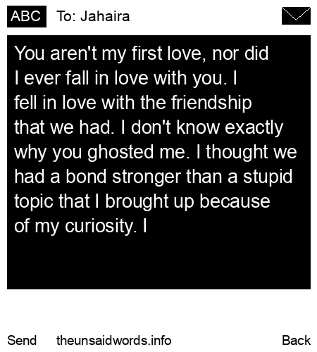 unsent message to Jahaira