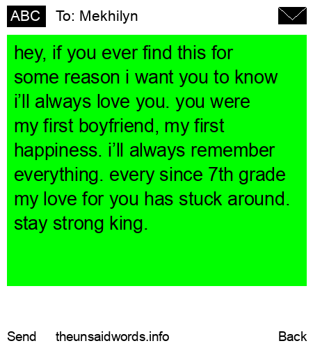 unsent message to Mekhilyn