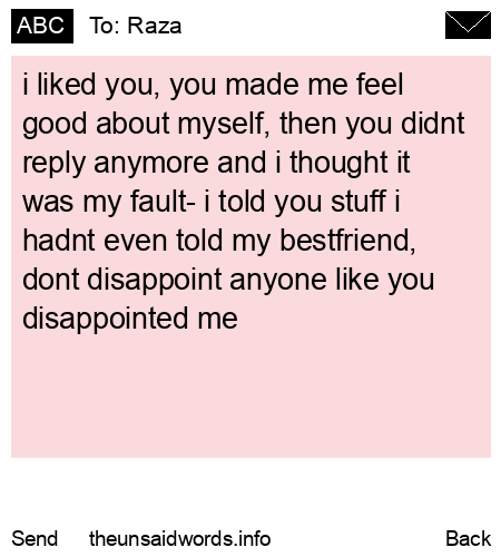 unsent message to Raza