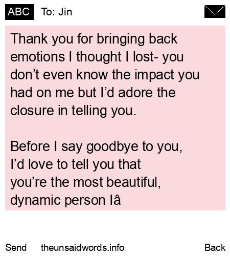 unsent message to Jin