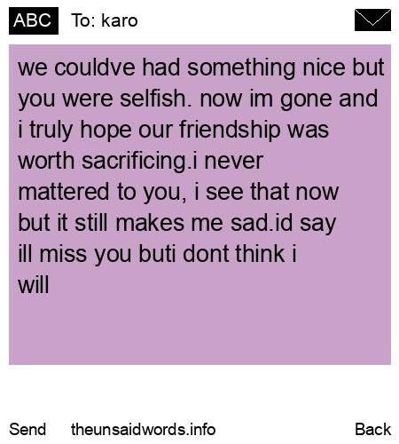 unsent message to karo
