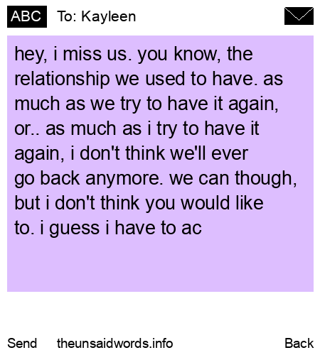 unsent message to Kayleen