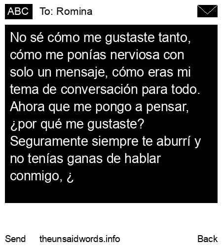 unsent message to Romina
