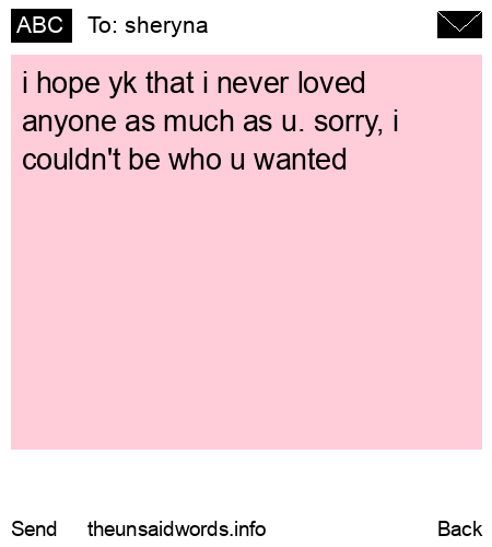 unsent message to sheryna