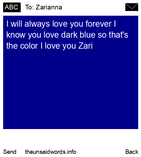 unsent message to Zarianna