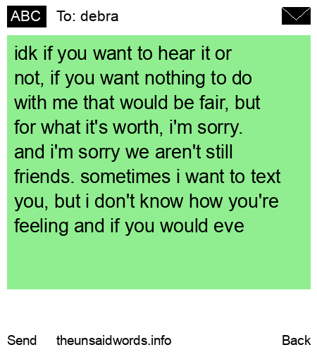 unsent message to debra