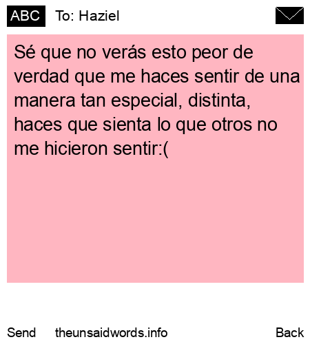 unsent message to Haziel