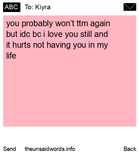 unsent message to Kiyra