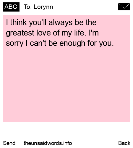 unsent message to Lorynn