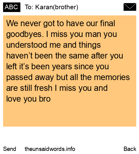 unsent message to Karan(brother)