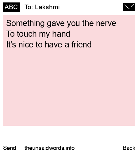 unsent message to Lakshmi