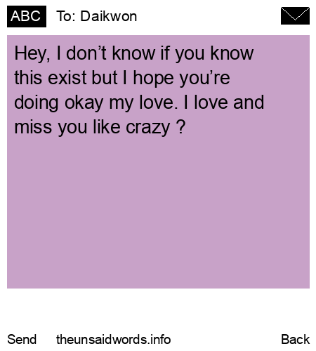 unsent message to Daikwon