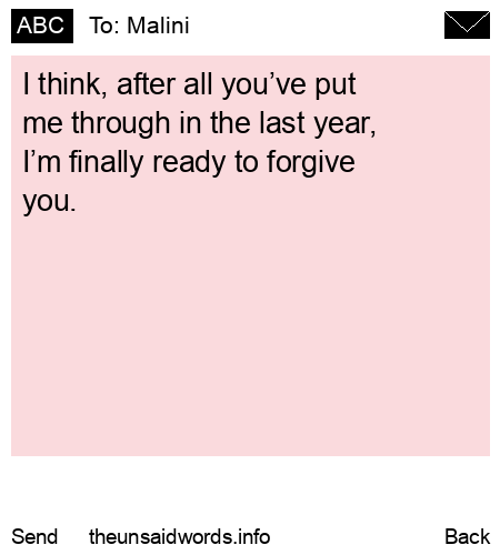 unsent message to Malini