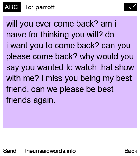 unsent message to parrott