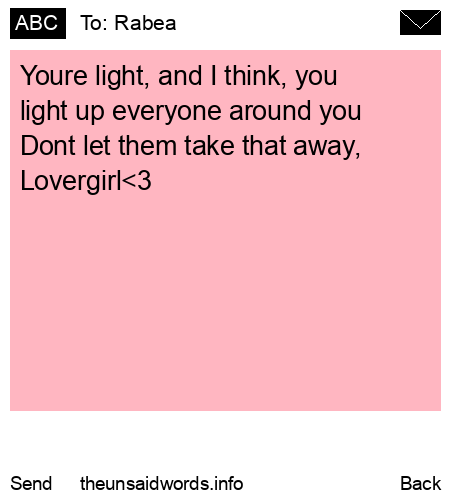 unsent message to Rabea