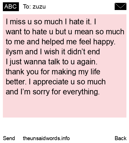 unsent message to zuzu