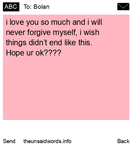 unsent message to Bolan