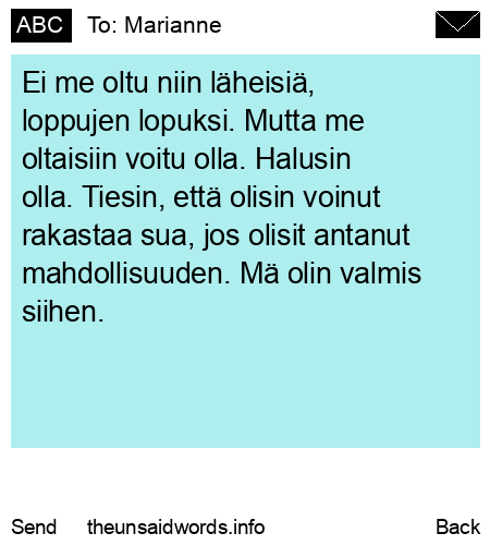 unsent message to Marianne