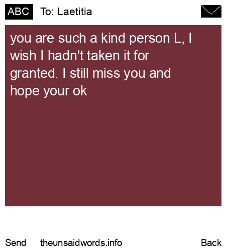 unsent message to Laetitia