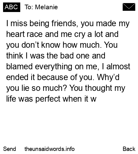 unsent message to Melanie