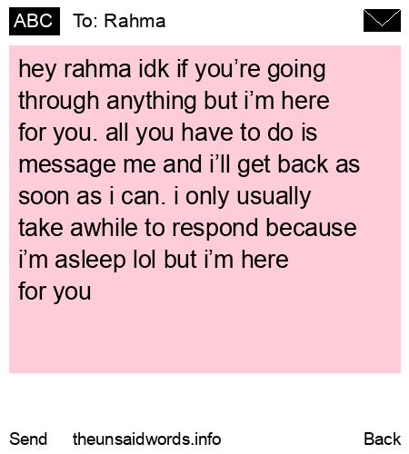 unsent message to Rahma