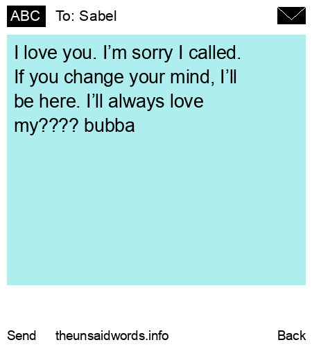 unsent message to Sabel