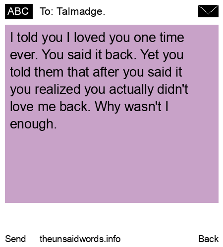 unsent message to Talmadge.