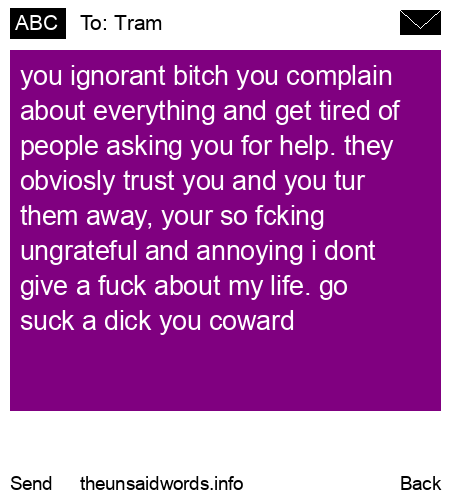 unsent message to Tram