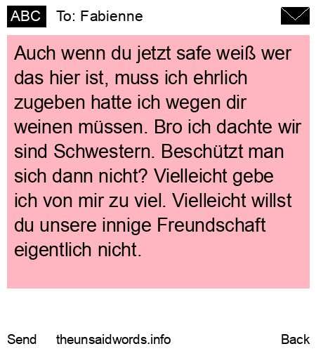 unsent message to Fabienne
